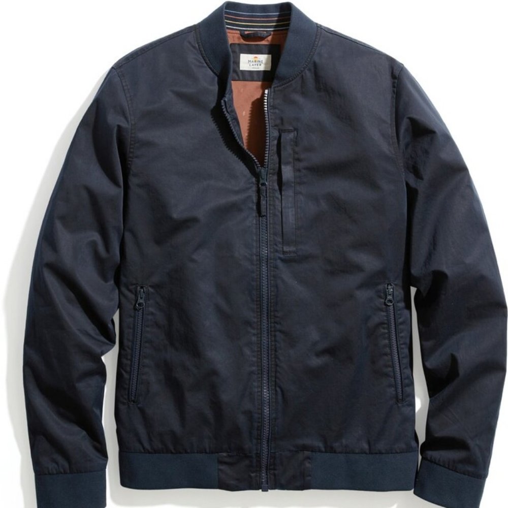 Marine Layer Rossland Dry Wax Bomber Blue Black